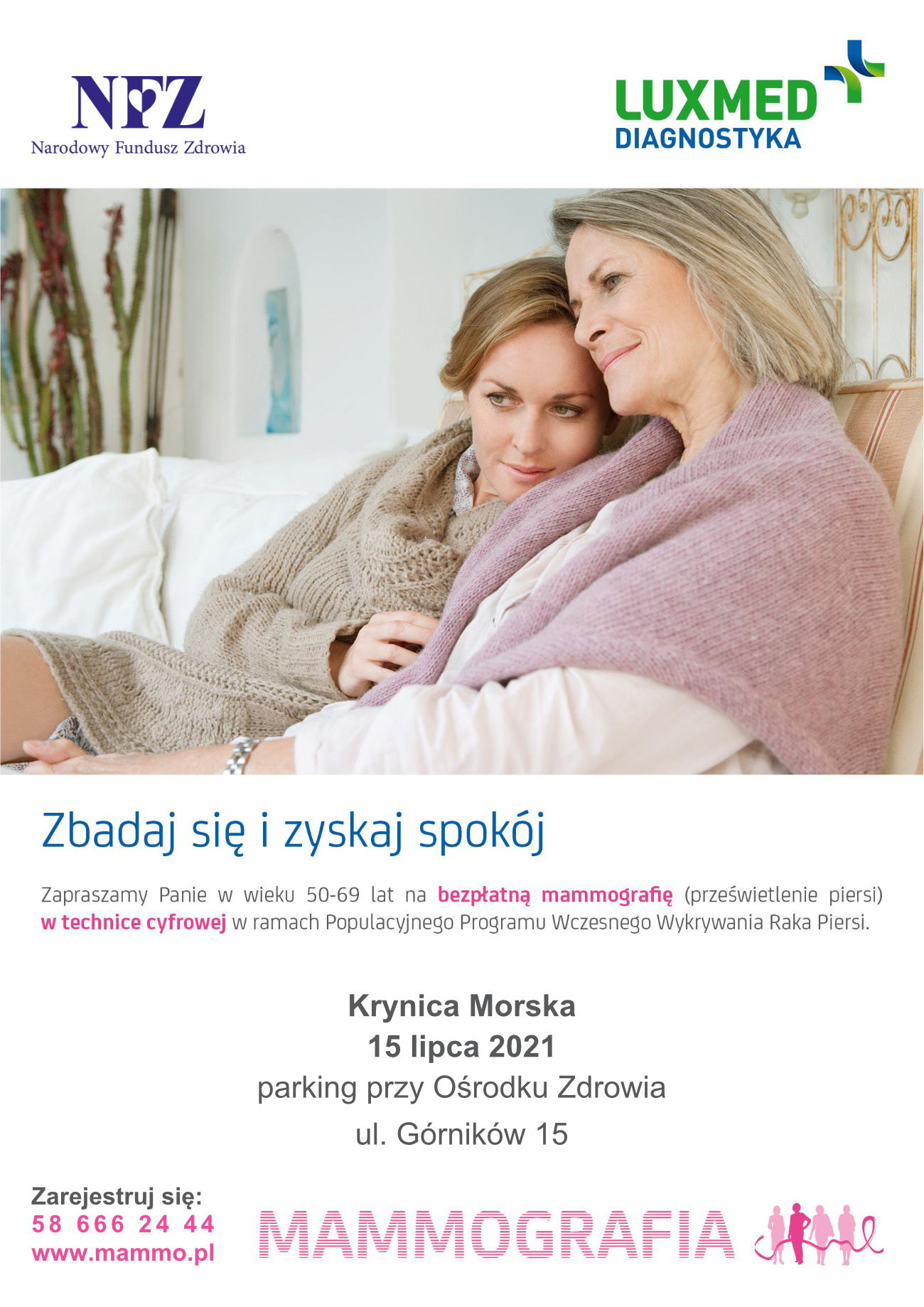Bezpłatne badanie mammograficzne - plakat