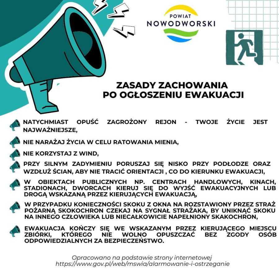 Zasady w czasie ewakuacji
