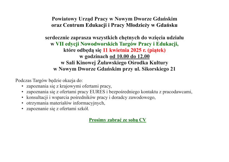 Ogłoszenie Targi Pracy 2025