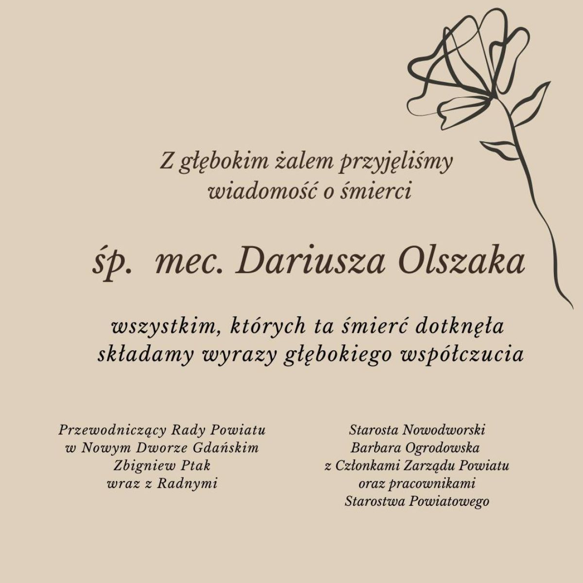Kondolencja p. Dariusz Olczak 1
