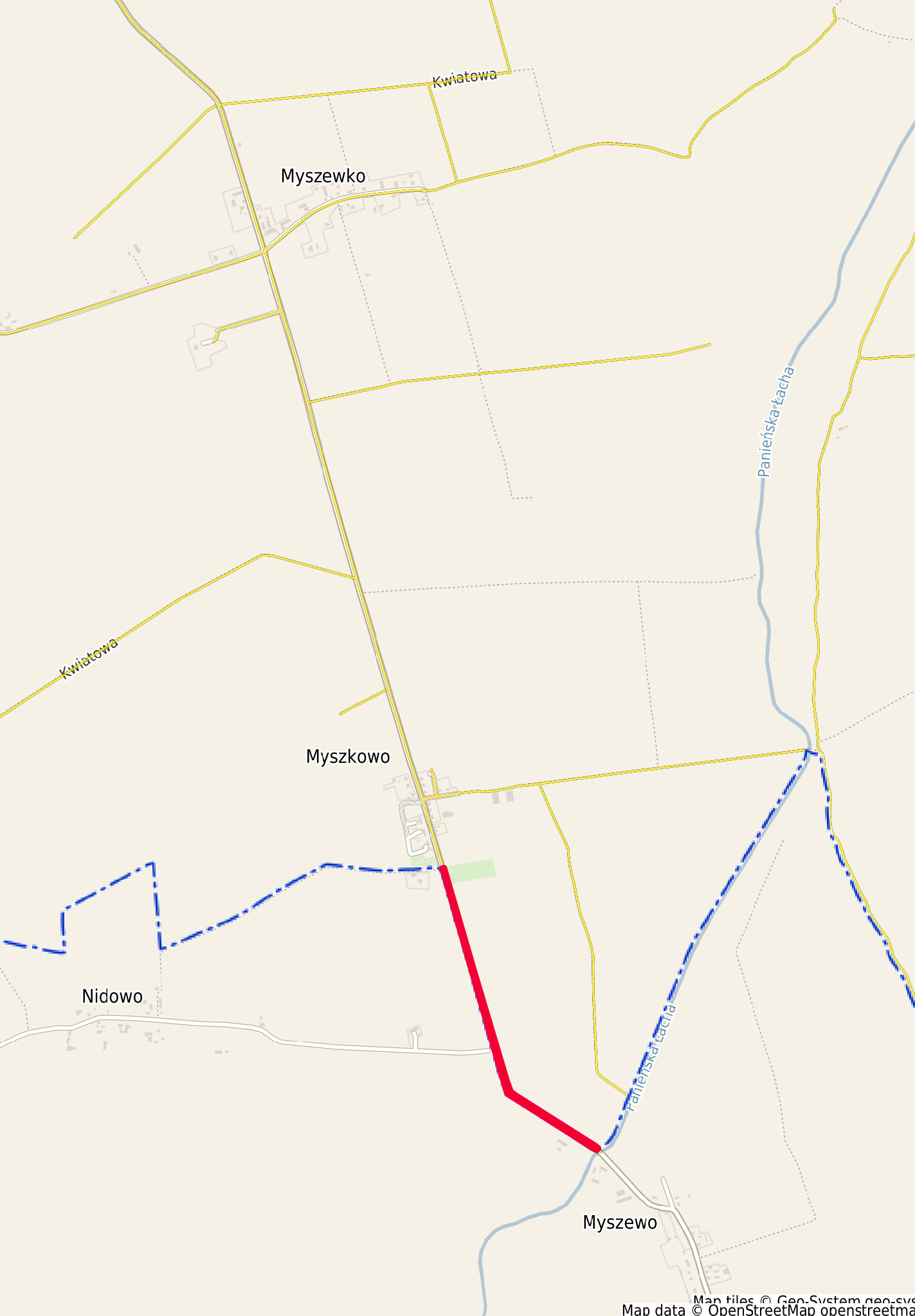 Lokalizacja zamkniętego odcinka drogi - mapa