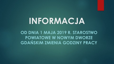 ZMIANA GODZIN PRACY STAROSTWA