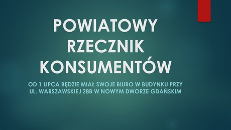 POWIATOWY RZECZNIK KONSUMENTÓW ZMIENIA SWOJE BIURO