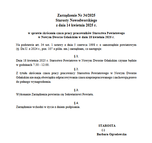 ZMIANA GODZIN PRACY